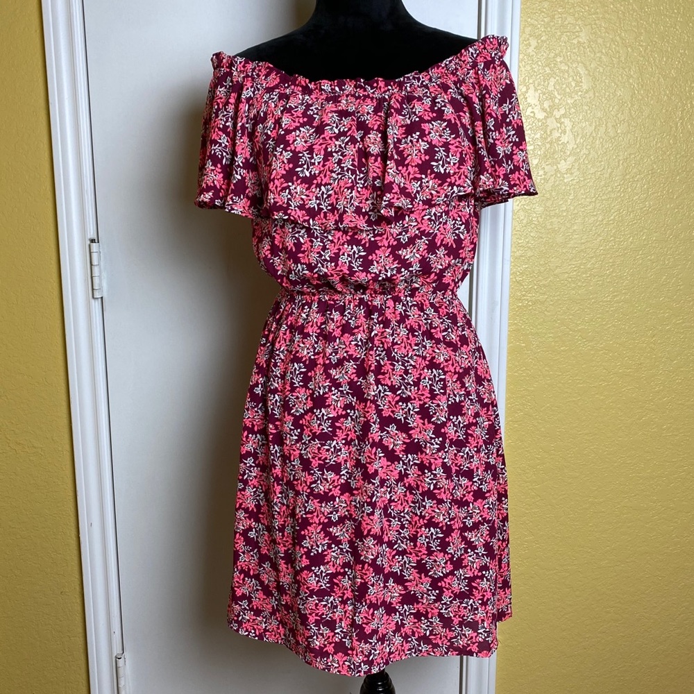 EXPRESS Pink Floral Chiffon Dress in size Small